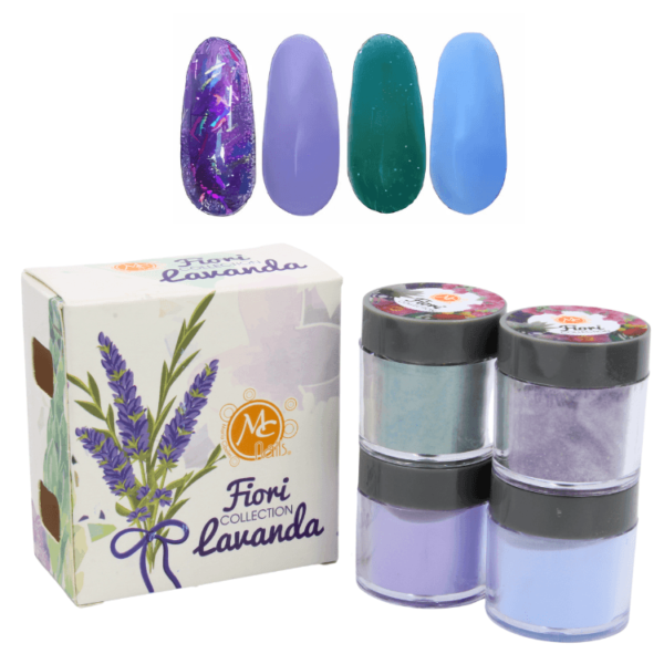 Caja de Polvo acrilico Fiori Lavanda 4 pz