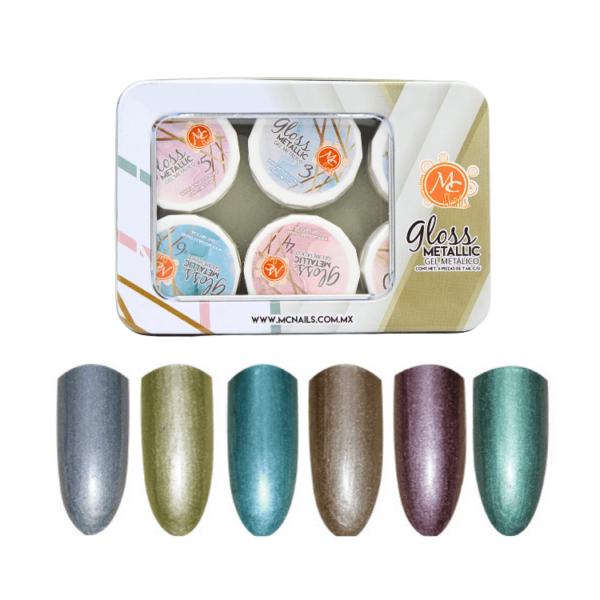 GLOSS Metallic Pintura en gel  6pzs 7ml c/u
