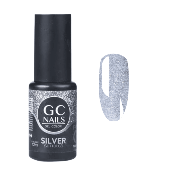 GC nails FANTASTIC GEL glitter PLATA 12ml